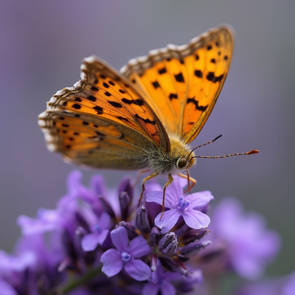 Butterfly on Pink Flower Pollinating